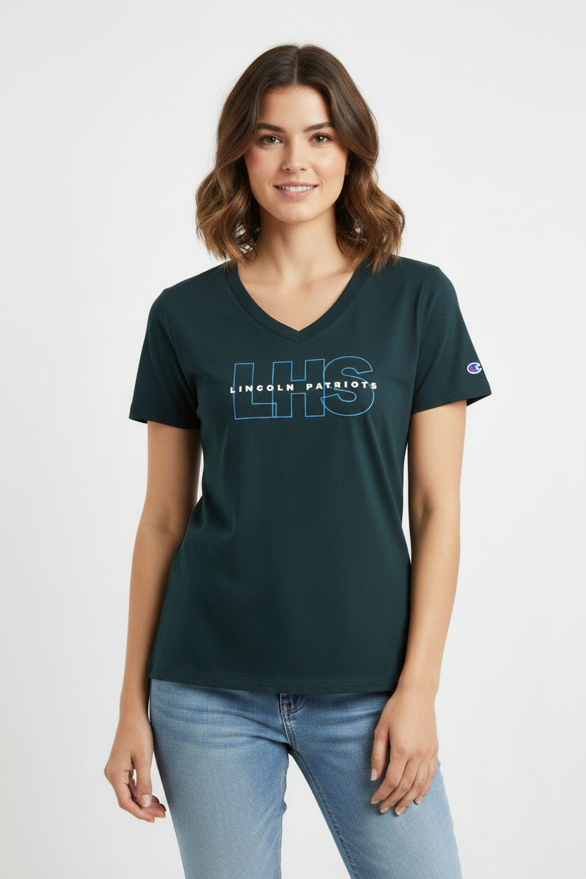 Ladies V-Neck Tee - Black
